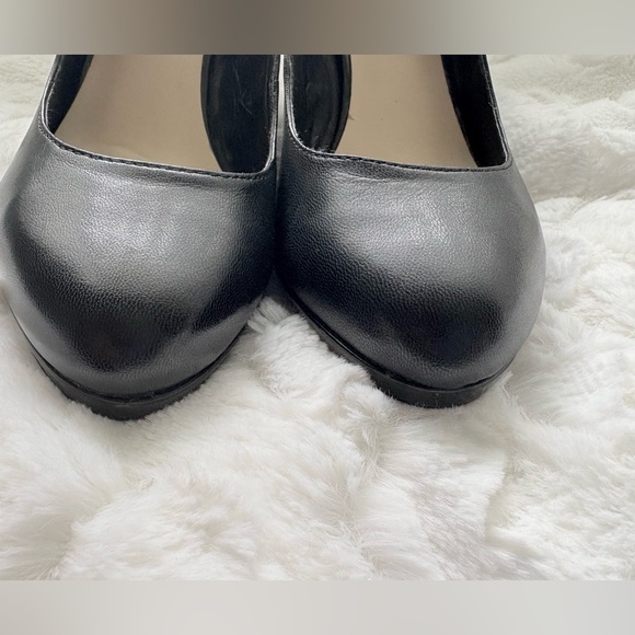 Franco Sarto size 7.5M DEMI Black Leather Patent Trim Platform Pumps Stiletto - Picture 10 of 13